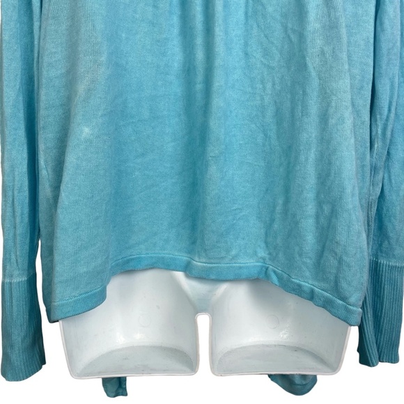 CHICO'S Open Waterfall Lightweight Long Sleeve Cardigan Sweater Sky Blue sz 2 /L - Picture 14 of 16